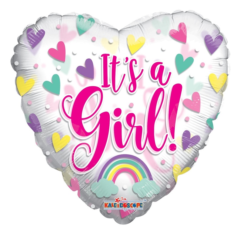 36" It's A Girl Hearts Clearview Foil Balloons