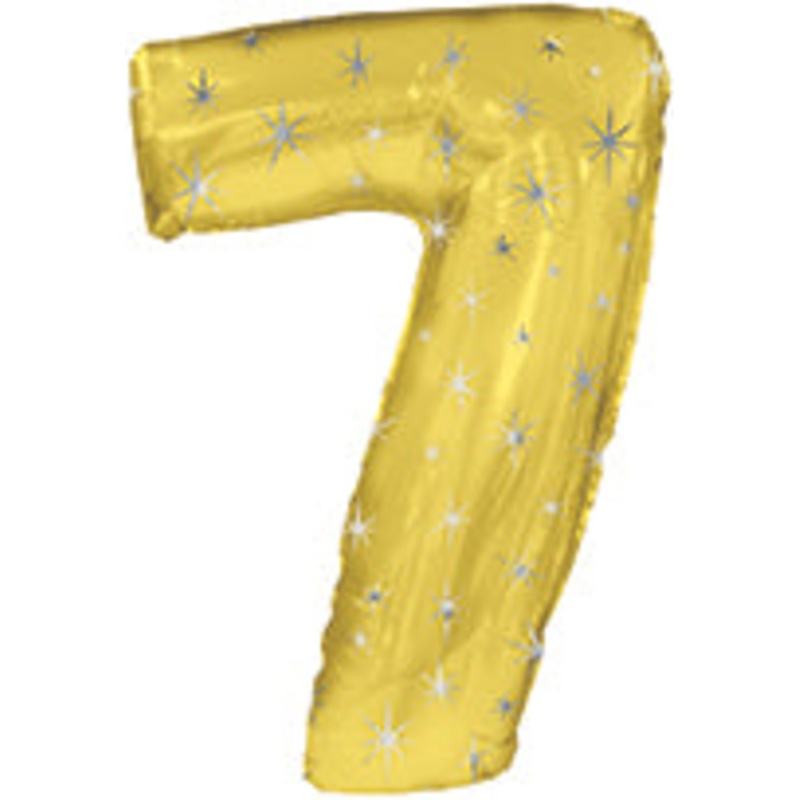 38" Gold Sparkle Seven Jumbo Number Balloon