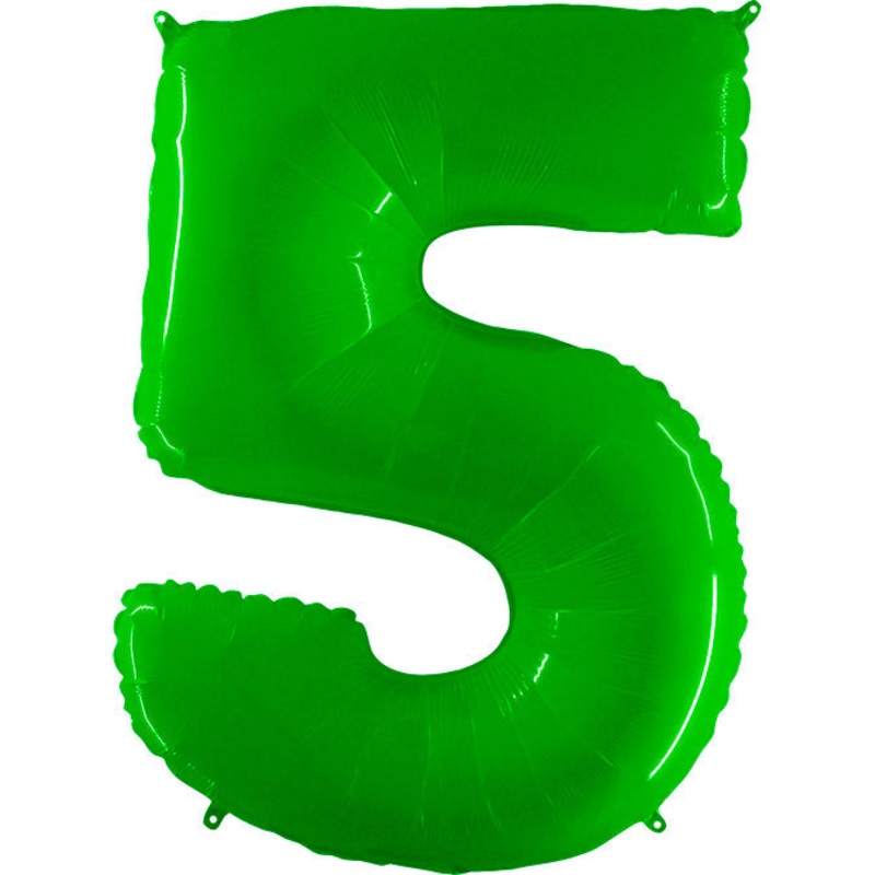 40" (34" Inflated) Foil Shape Balloon Number 5 Fluorescence Lime