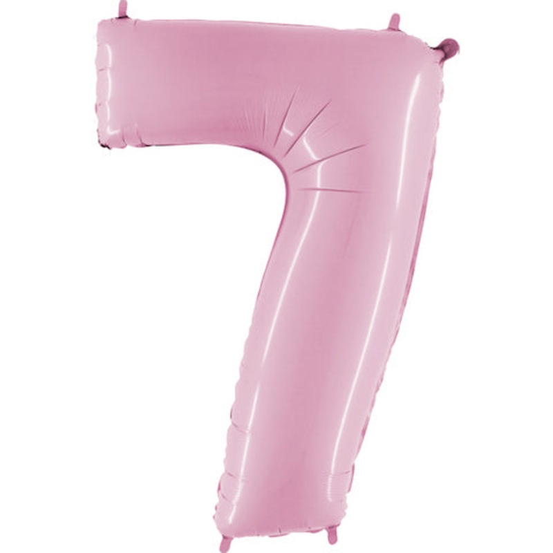40" (34" Inflated) Megaloon Foil Shape Number 7 Baby Pink Balloon