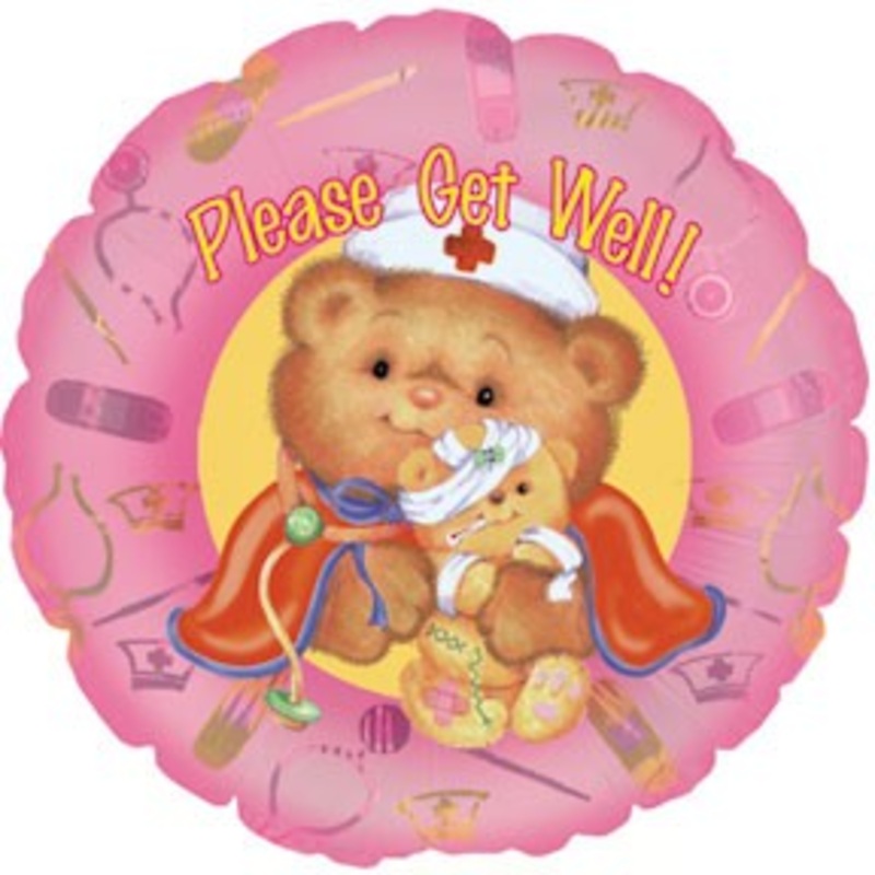 9" Airfill Only Get Well Nurse Bear Balloon