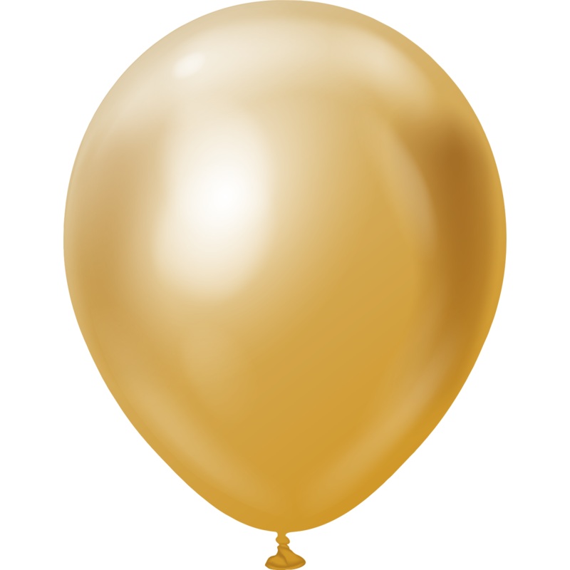 12" Kalisan Latex Balloons Mirror Gold (50 Per Bag)