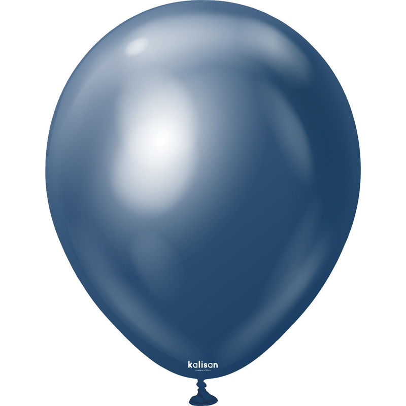 12" Kalisan Latex Balloons Mirror Navy (50 Per Bag)