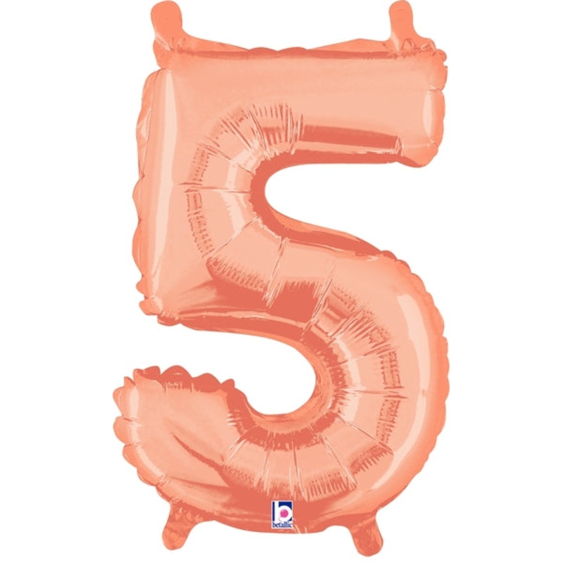 14" Airfill Only (Self Sealing) Megaloon Jr. Number 5 Rose Gold Balloon