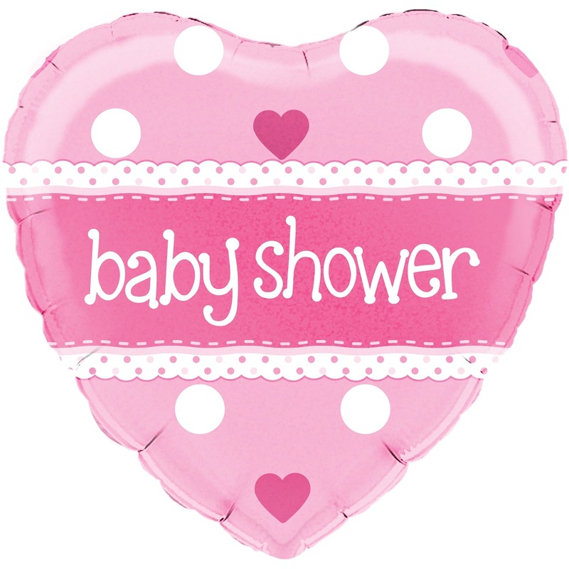 18" Baby Shower Heart Pink Holographic Oaktree Foil Balloon