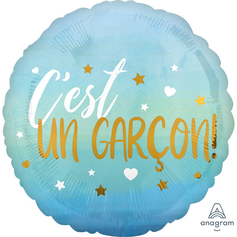 18" c'est un garcon Blue Ombre Foil Balloon