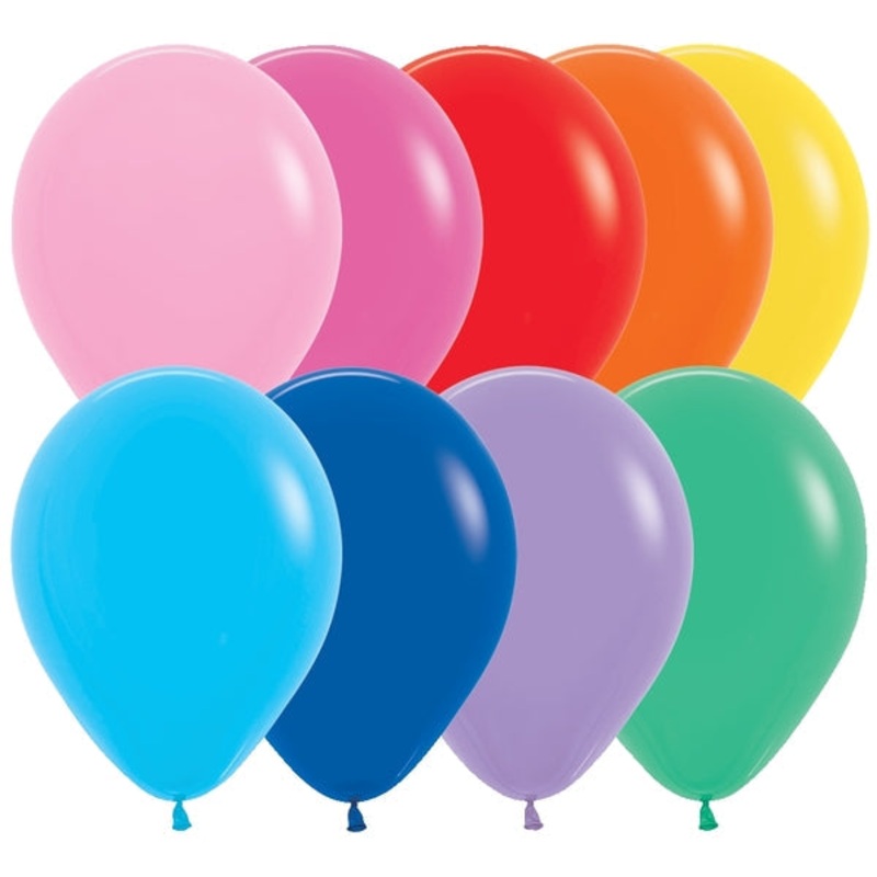 18" Color Assortment (25 Per Bag) (Fashion Bubble Gum Pink, Red, Yellow, Green, Blue, Royal Blue, Orange; Deluxe Fuchsia, Lilac) Fashion Assortment Betallatex/Sempertex Latex Balloons