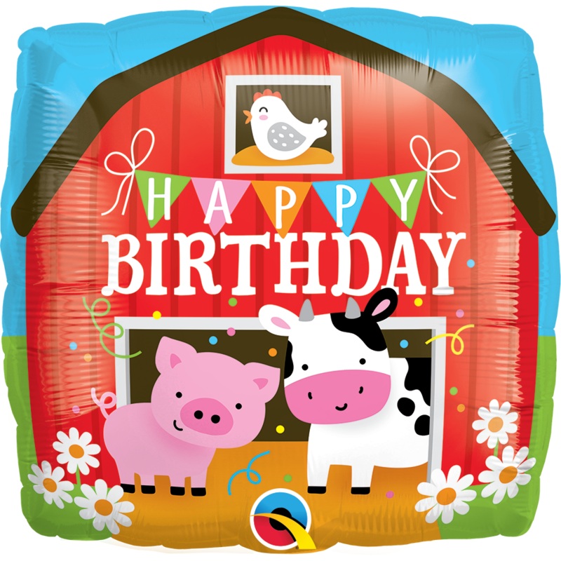 18" Happy Birthday Barn Foil Balloon