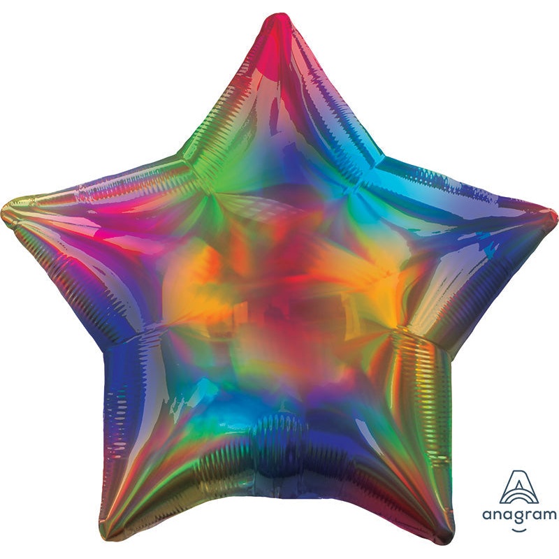 18" Iridescent Rainbow Star Foil Balloon