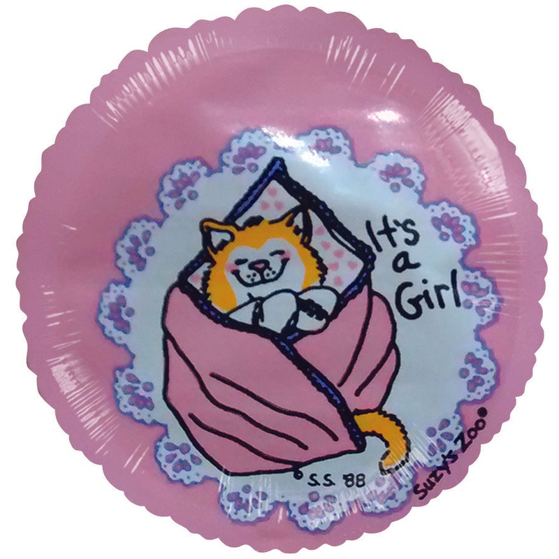2" Airfill Only It's a Girl Cat Blanket Balloon