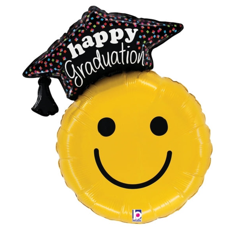 26" Graduation Smiley Foil Balloon