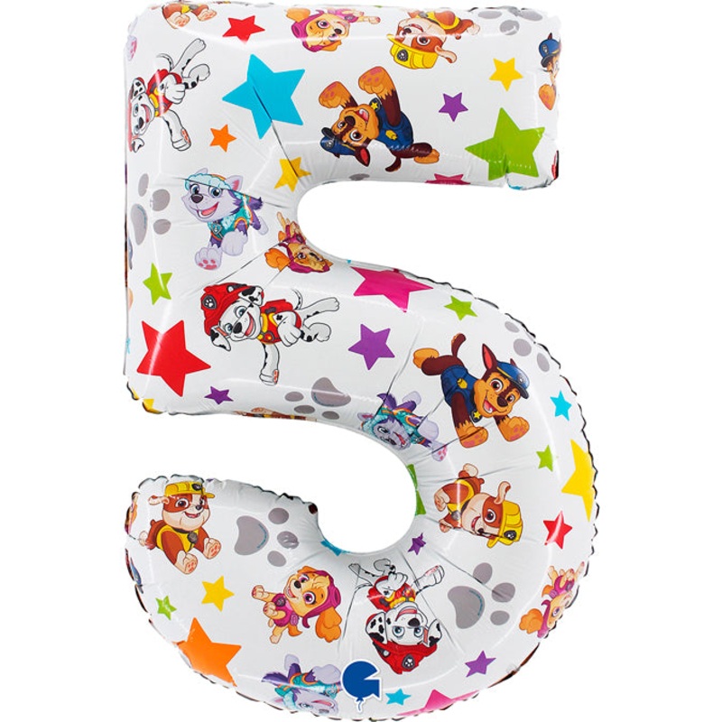 26" Paw Patrol Number Five Foil Balloon