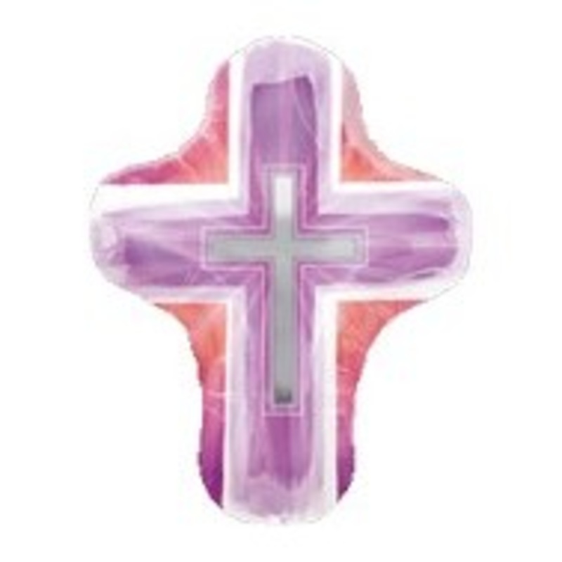 28" Jumbo Joyous Cross Pink Balloon