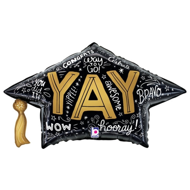 30" Grad Cap Words Foil Balloon