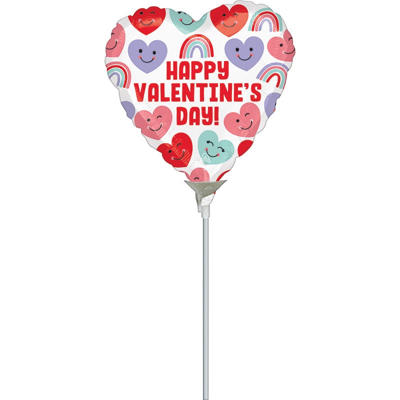 4" Airfill Only Happy Valentine's Day Cute Hearts Foil Balloon