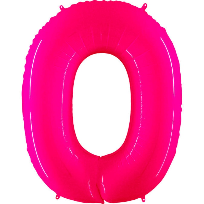 40" (34" Inflated) Foil Shape Balloon Number 0 Fluorescence Pink