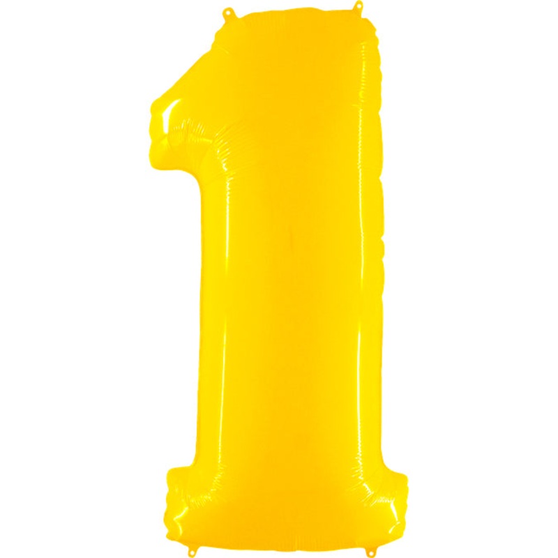 40" (34" Inflated) Foil Shape Balloon Number 1 Fluorescence Yellow