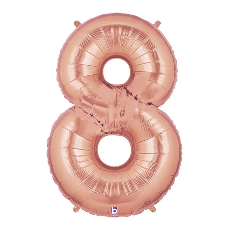 40" (34" Inflated) Foil Shape Megaloon Balloon Number 8 Rose Gold