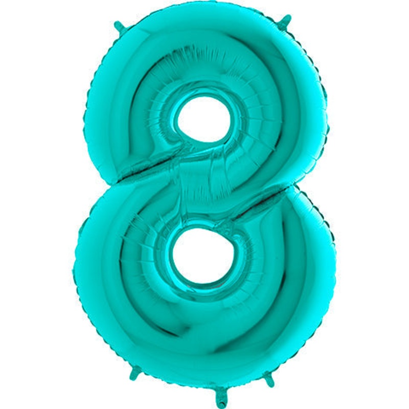 40" (34" Inflated) Foil Shape Megaloon Balloon Number 8 Tiffany Blue