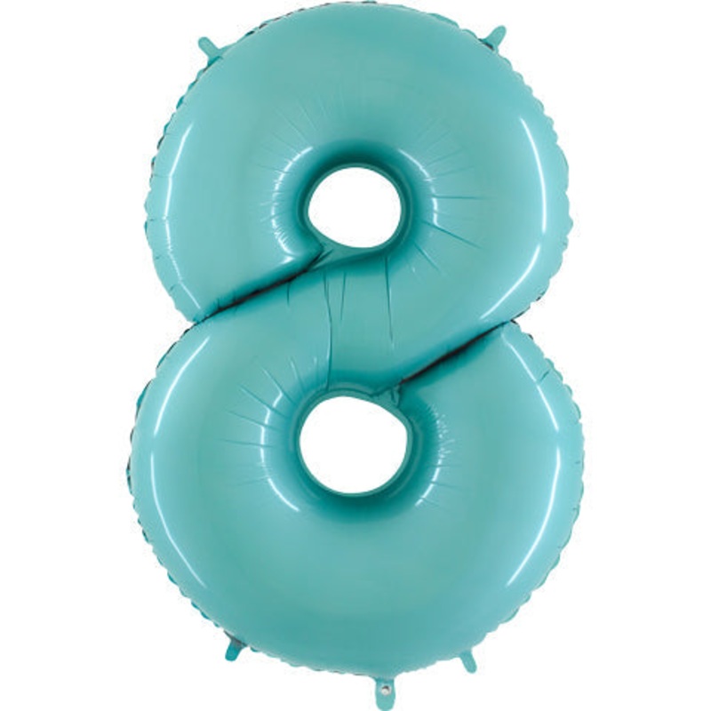 40" (34" Inflated) Megaloon Foil Shape Number 8 Baby Blue Balloon