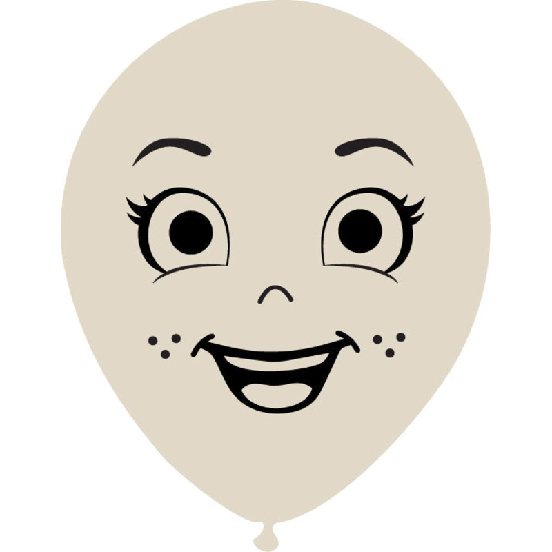 5" Latex Balloons Single Sided (25 Per Bag) Face Print 05 Decomex Sand