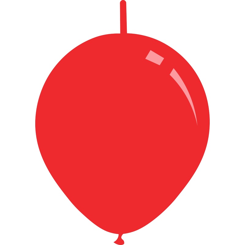 6" Standard Red Decomex Linking Latex Balloons (100 Per Bag)