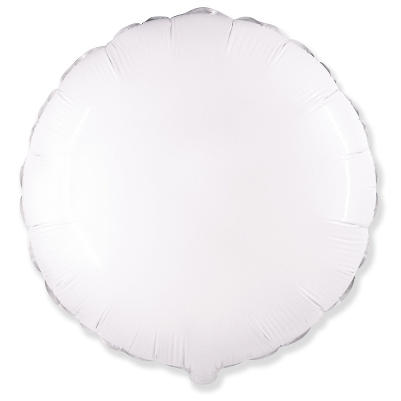 9" Airfill Only White Mini Round/Circle Solid Color Foil Balloons Brand Flexmetal