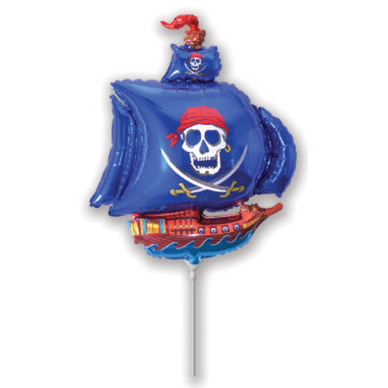 Airfill Only Blue Pirate Ship Balloon