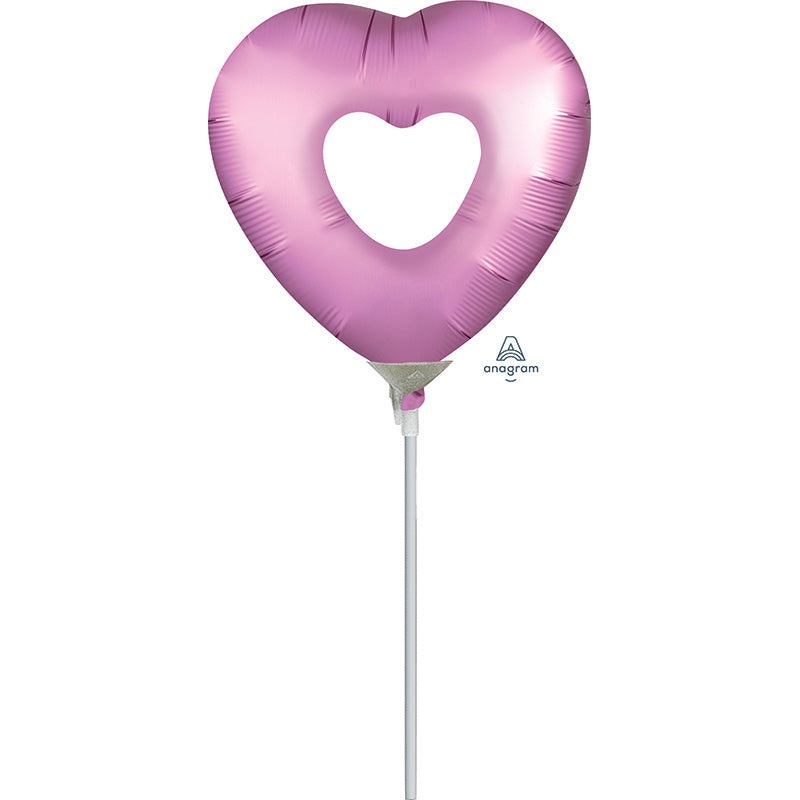 Airfill Only Mini Shape Flamingo Open Heart Foil Balloon