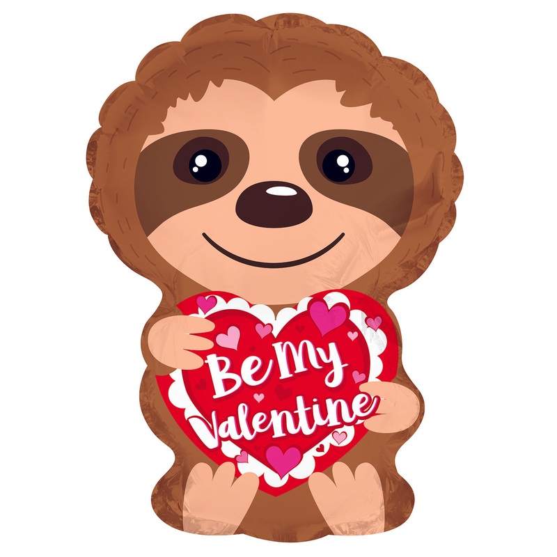 10" Airfill Only Be My Valentine Sloth Heart Foil Balloon