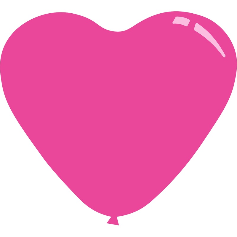 11" Deco Fuchsia Decomex Heart Shaped Latex Balloons (100 Per Bag)