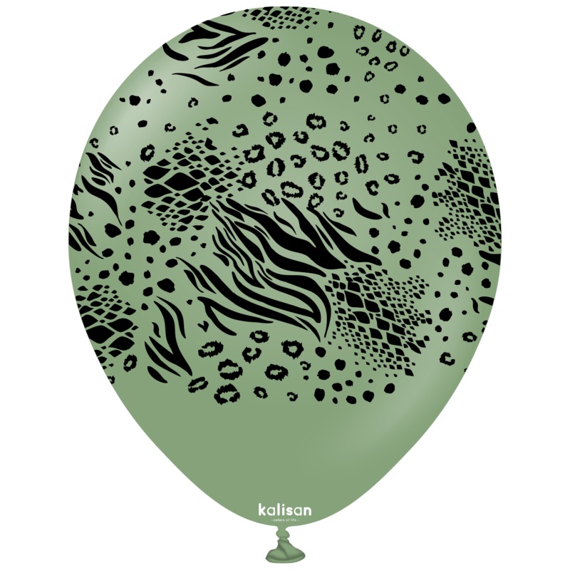12" Balloons Printed Mutant Safari Retro Eucalyptus Kalisan (25 Per Bag)