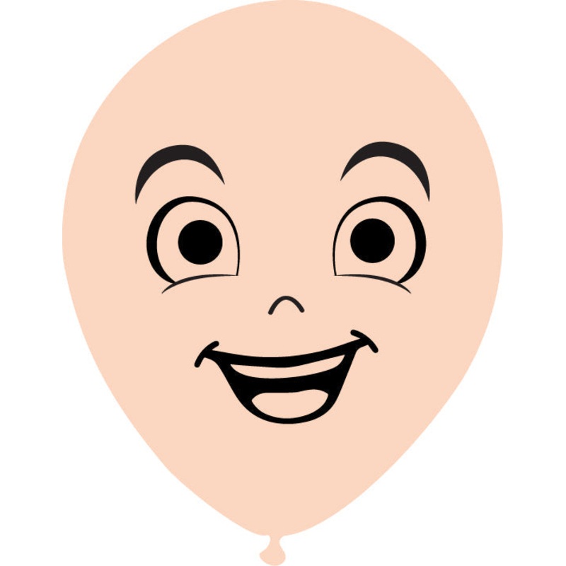 12" Latex Balloons Single Sided (25 Per Bag) Face Print 06 Decomex Pink Blush