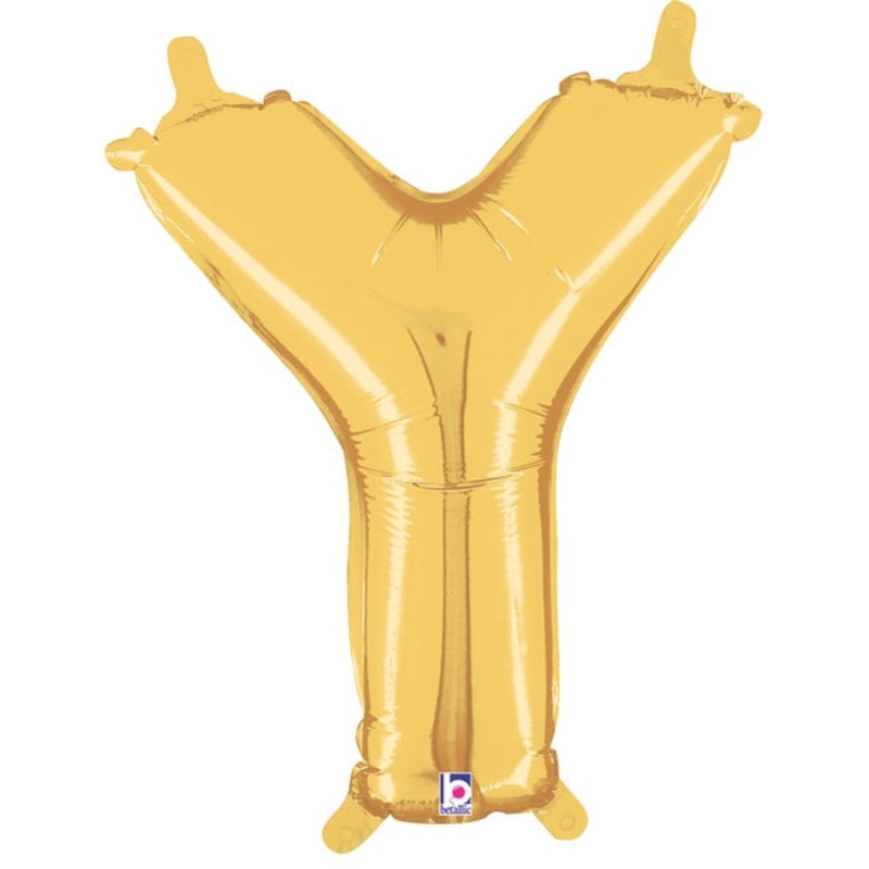 14" Airfill Only (Self Sealing) Megaloon Jr. Shape Letter Y Gold Balloon