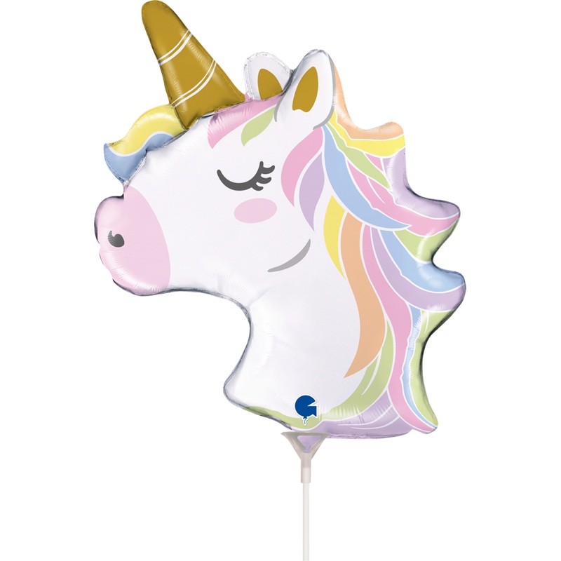 14" Airfill Only Unicorn Head mini Foil Balloon