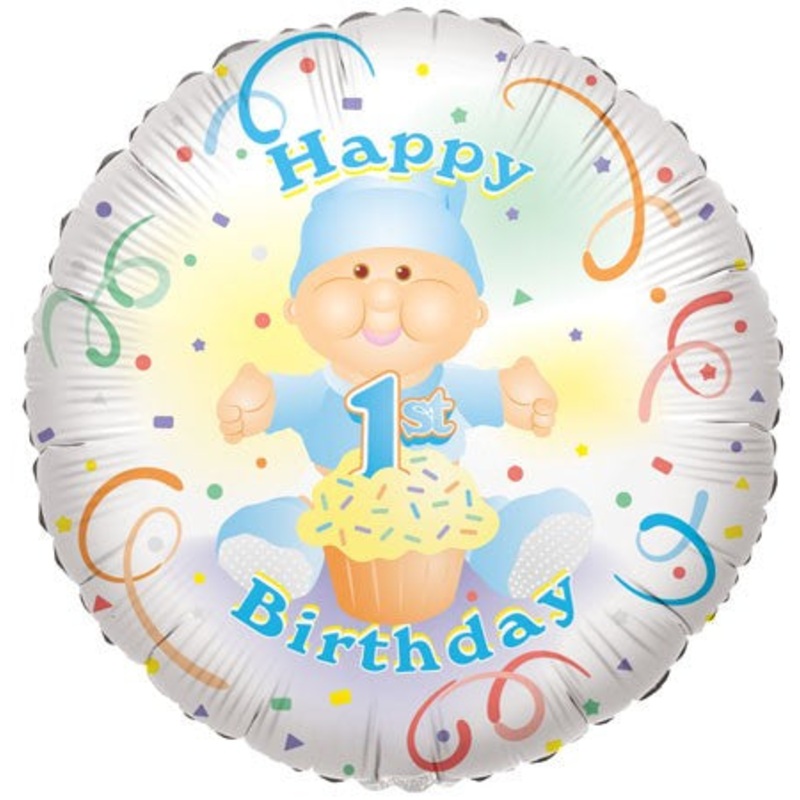 18" Baby Boy 1st Birthday Cupcake Balloon