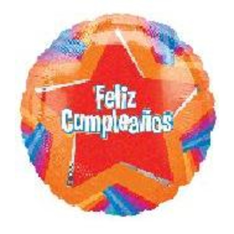 18" Feliz Cumpleanos Rainbow Star Balloon (Spanish) Balloon