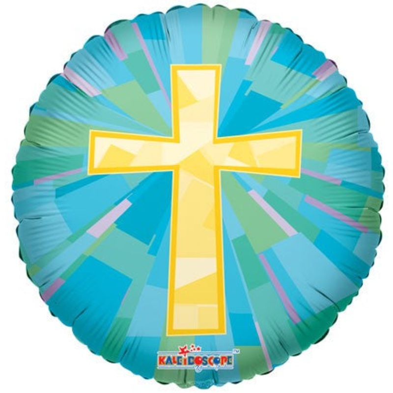 18" Gold Cross Mylar Balloon