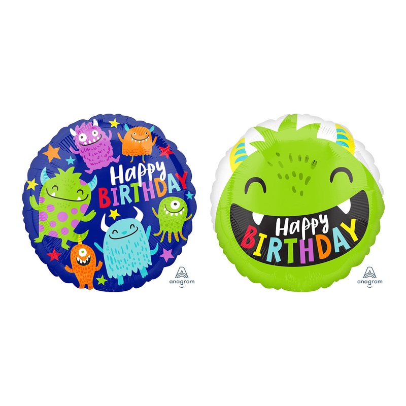 18" Happy Little Monsters Birthday Foil Balloon