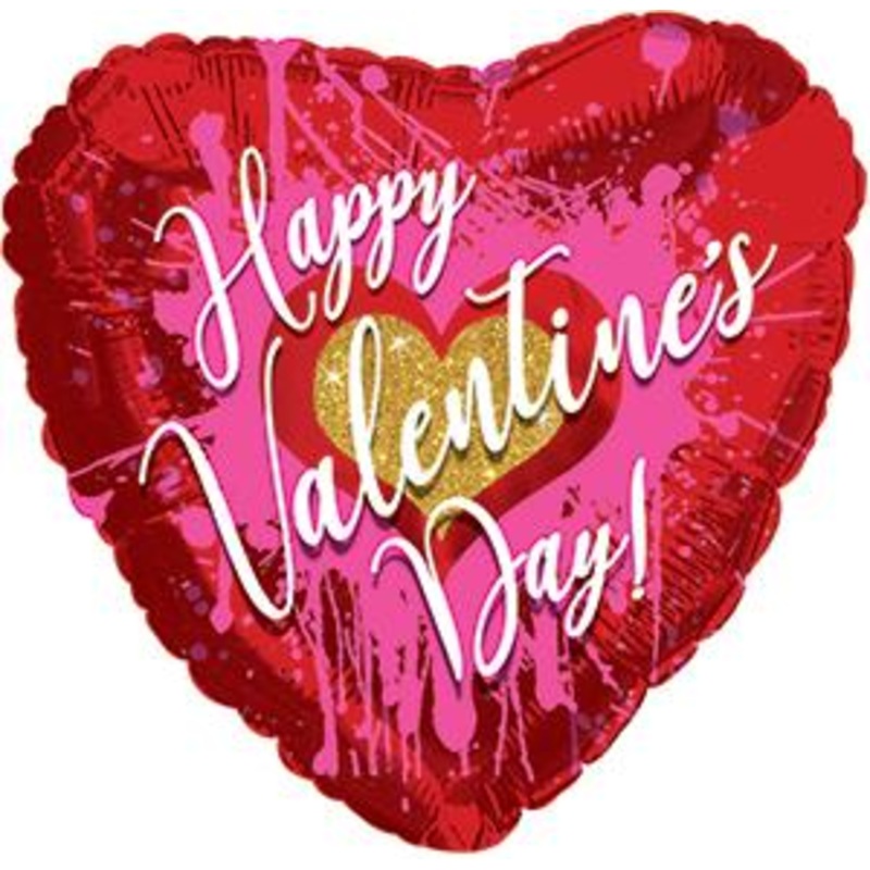 18" Happy Valentine's Day Abstract Heart Foil Balloon