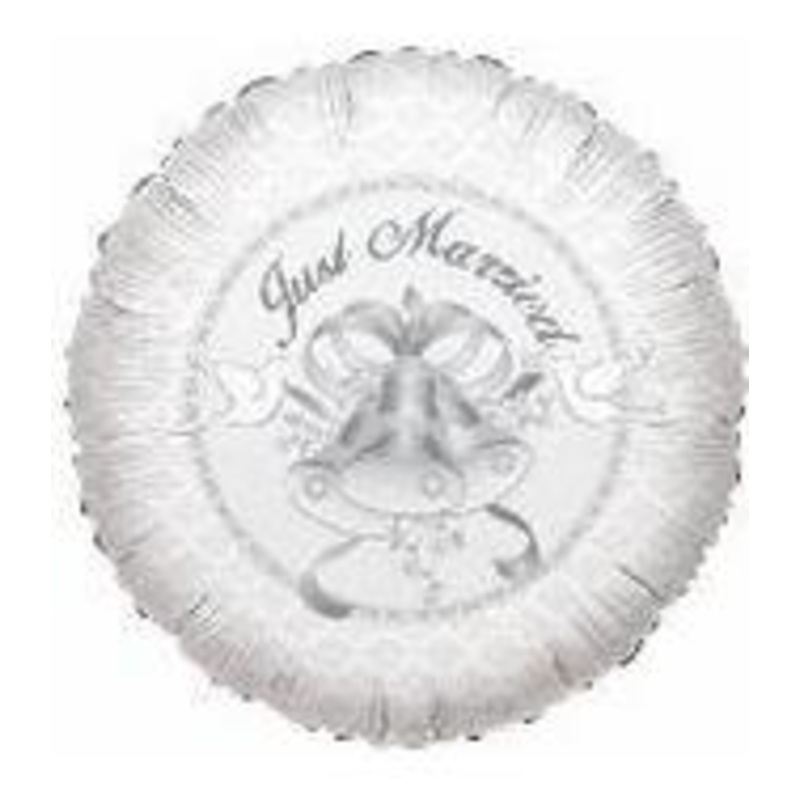 18" Just Married Bells White Balloon