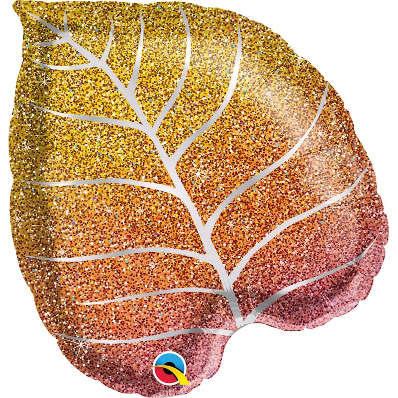 21" Fall Glittergraphic Ombre Leaf Foil Balloon