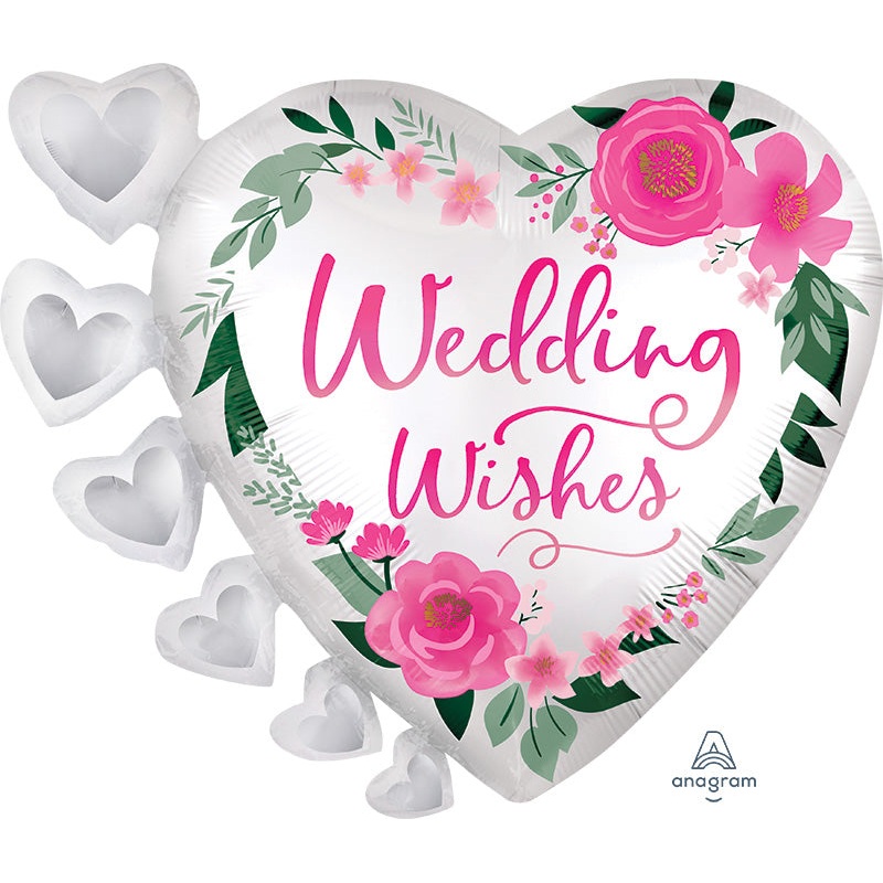 24" SuperShape Satin Wedding Wishes Foil Balloon