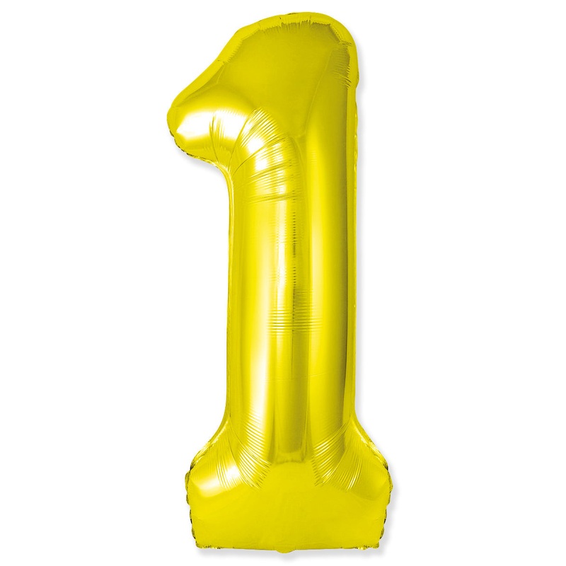 32" Inflated (40" Uninflated Approx) Number "1" Slimmer Design Gold Brand Flexmetal