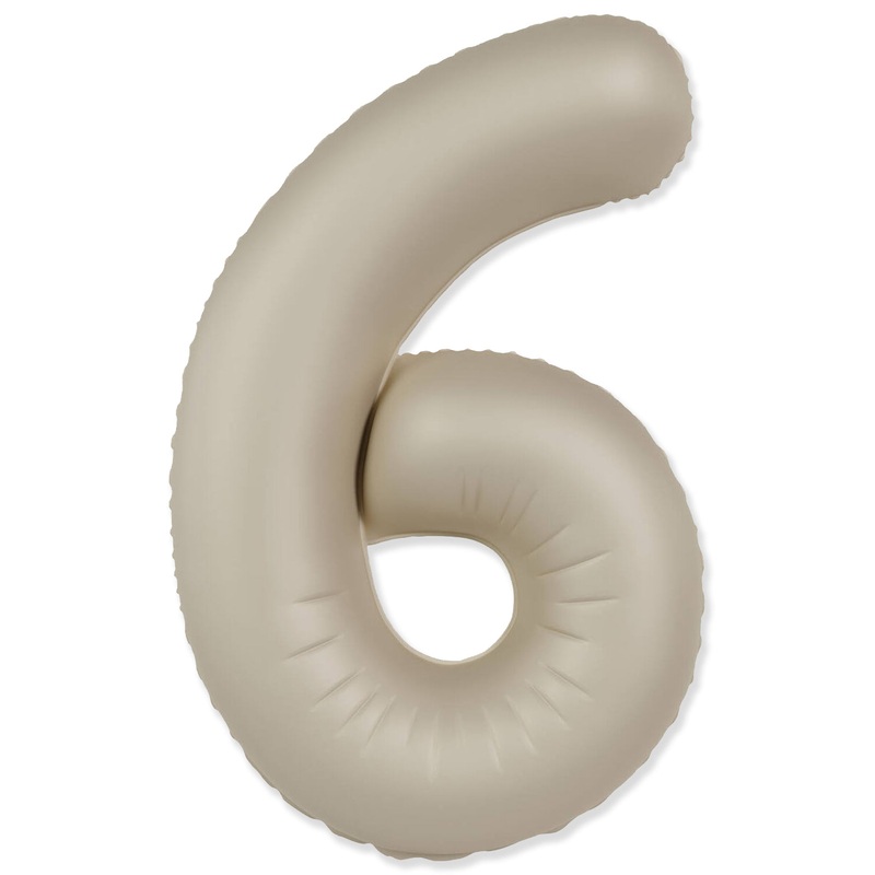 32" Inflated (40" Uninflated Approx) Number "6" Slimmer Design Matte Creamy Latte Brand Flexmetal