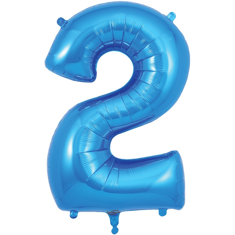 34" Number 2 Blue Oaktree Foil Balloon