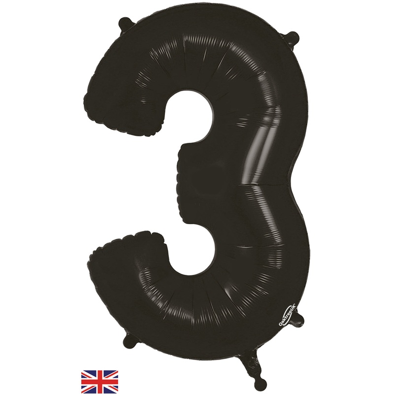 34" Number 3 Black Oaktree Foil Balloon