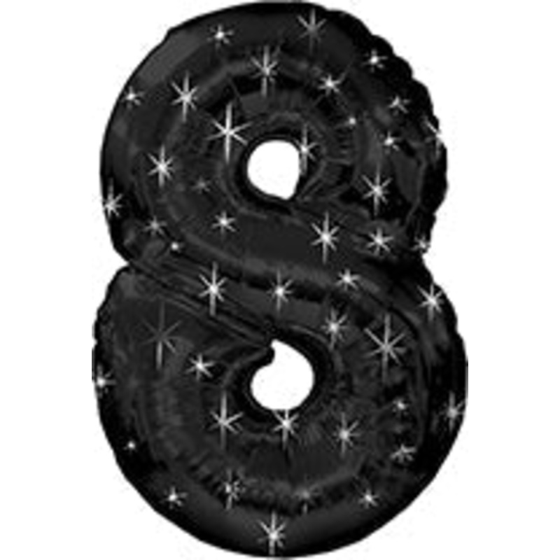 38" Black Sparkle Eight Jumbo Number Balloon
