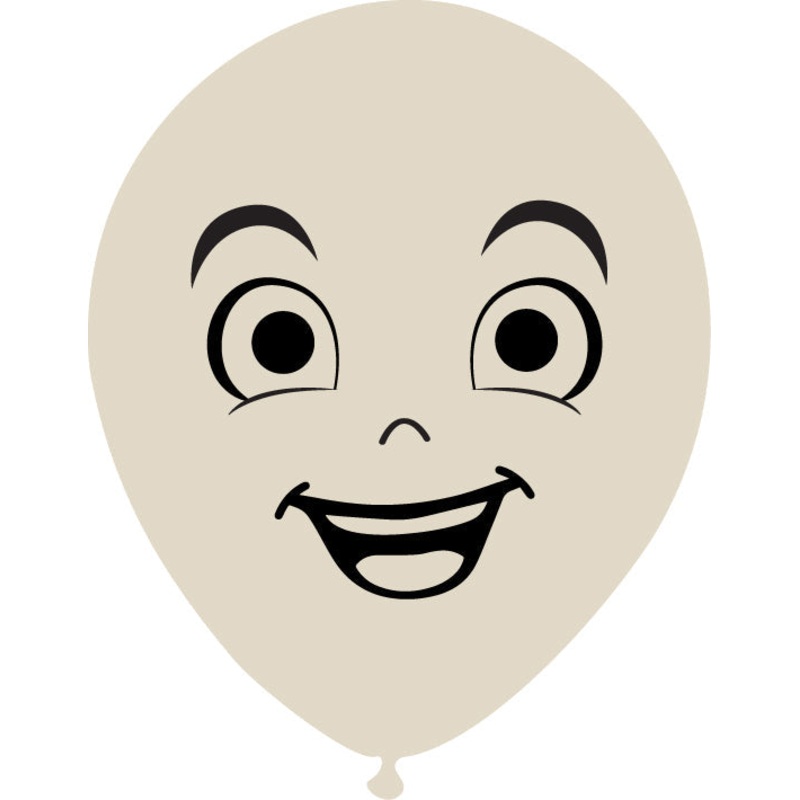 5" Latex Balloons Single Sided (25 Per Bag) Face Print 06 Decomex Sand