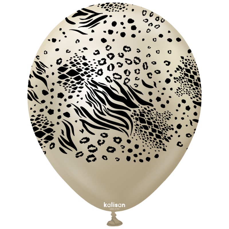 12" Balloons Printed Mutant Safari Mirror White Gold Kalisan (25 Per Bag)